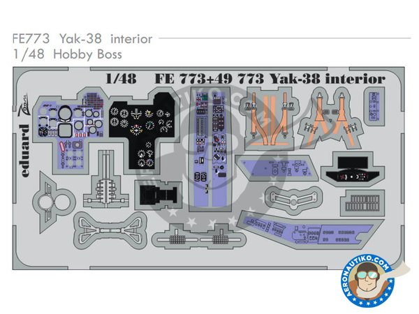 Image 1: Yakovlev Yak-38 Interior | Coloured photo-etched cockpit parts in 1/48 scale manufactured by Eduard (ref. FE773)