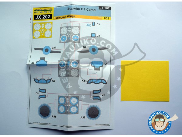 Image 1: Mask for Sopwith F.1 Camel | Masks in 1/32 scale manufactured by Eduard (ref. JX202)