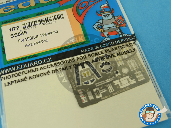 Image 2: Focke-Wulf Fw 190 Würger A-8 | Coloured photo-etched cockpit parts in 1/72 scale manufactured by Eduard (ref. SS549)