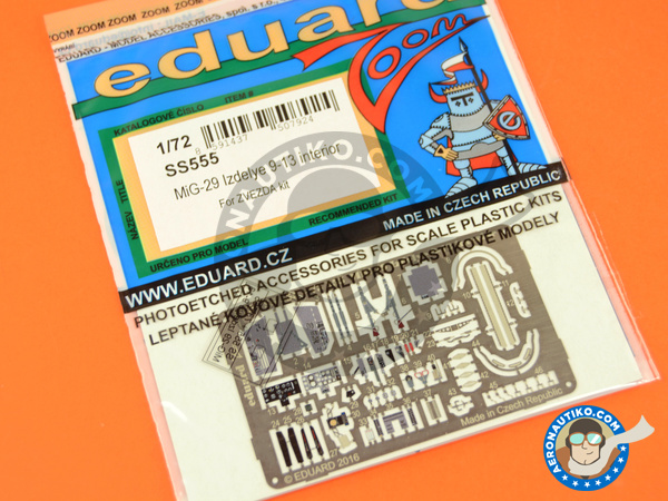 Image 3: Mikoyan MiG-29 Fulcrum - Cockpit 9-13 Izdelye | Coloured photo-etched cockpit parts in 1/72 scale manufactured by Eduard (ref. SS555)