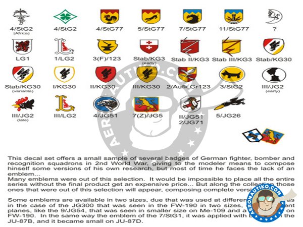 Image 1: Squadron units emblems Luftwaffe WWII |  in 1/48 scale manufactured by FCM Decals (ref. 48026)