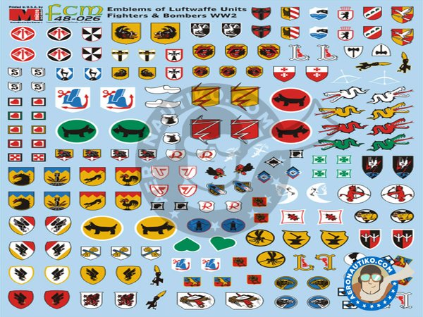 Image 2: Squadron units emblems Luftwaffe WWII |  in 1/48 scale manufactured by FCM Decals (ref. 48026)