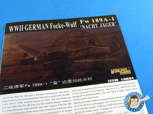 Image 11: Focke-Wulf Fw 189 Uhu A-1 Nacht Jäger | Airplane kit in 1/48 scale manufactured by Great Wall Hobby (ref. L4801)