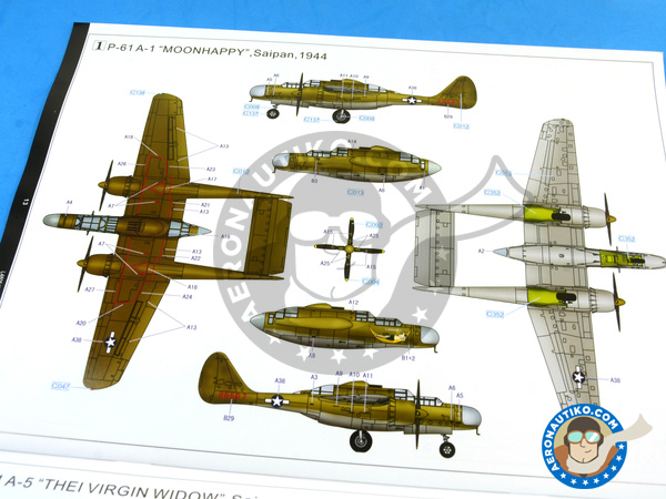 Image 27: Northrop P-61 Black Widow A Glass Nose | Airplane kit in 1/48 scale manufactured by Great Wall Hobby (ref. L4806)