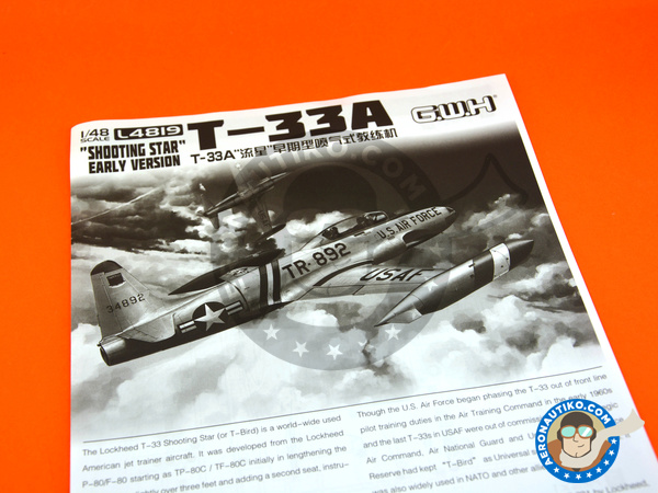 Image 8: Lockheed T-33 Shooting Star A early version | Airplane kit in 1/48 scale manufactured by Great Wall Hobby (ref. L4819)