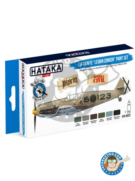 Blue Line Set (6 pcs) Luftwaffe Legion Condor paint set | Paints set manufactured by HATAKA (ref. HTK-BS32) image