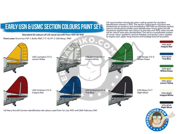 Image 1: Early USN & USMC section colours paint set | Paints set manufactured by HATAKA (ref. HTK-BS54)