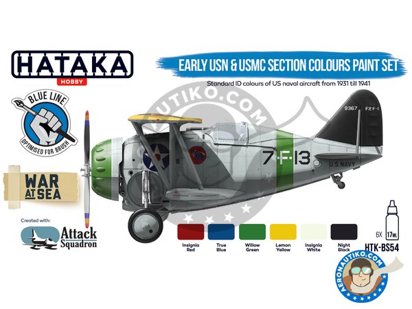 Image 2: Early USN & USMC section colours paint set | Paints set manufactured by HATAKA (ref. HTK-BS54)