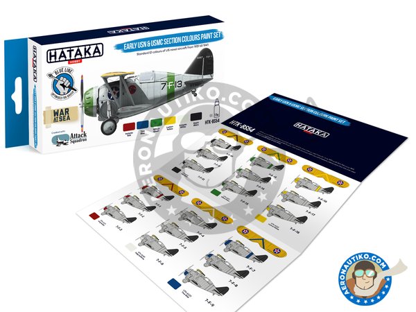 Image 3: Early USN & USMC section colours paint set | Paints set manufactured by HATAKA (ref. HTK-BS54)