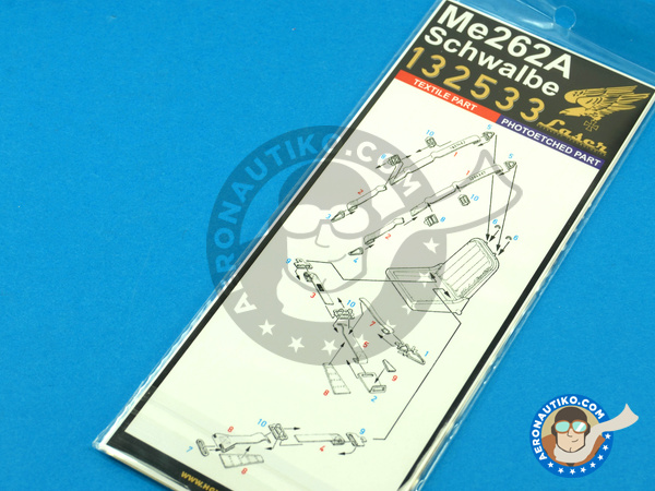 Image 2: Messerschmitt Me 262 Schwalbe A | Seatbelts in 1/32 scale manufactured by HGW (ref. 132533)