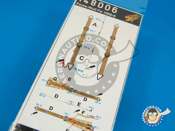 Image 2: Focke-Wulf Fw 190 Würger D-9 | Cinturones en escala 1/48 fabricado por HGW (ref. 148006)