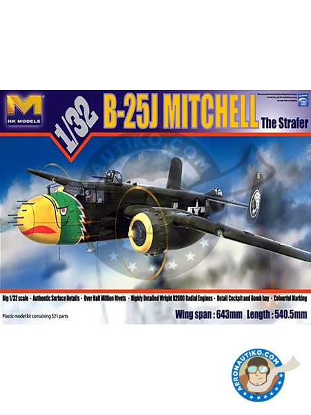 B-25J Mitchell The Strafer | Airplane kit in 1/32 scale manufactured by HK Models (ref. 01E02) image