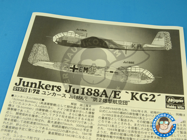 Image 1: Junkers Ju188 | Airplane kit in 1/72 scale manufactured by Hasegawa (ref. 01970)
