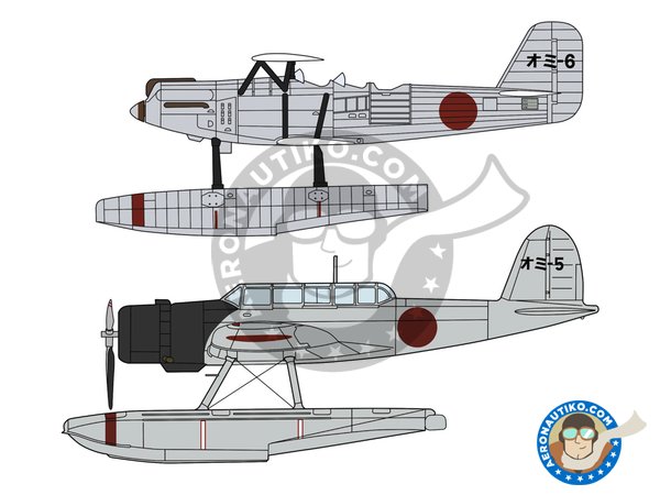Image 1: E7K1 Type 94 Model 1 Reconnaissance Seaplane & E13A1 Type Zero (Jake) | Airplane kit in 1/72 scale manufactured by Hasegawa (ref. 02357)