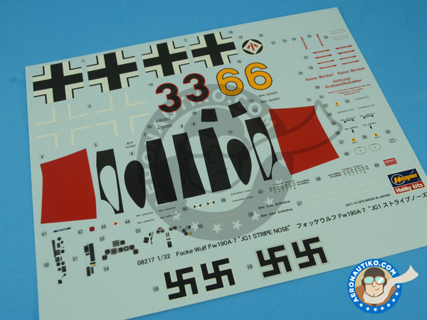 Image 9: Focke-Wulf Fw 190 Würger A-7 JG1 | Airplane kit in 1/32 scale manufactured by Hasegawa (ref. 08217)