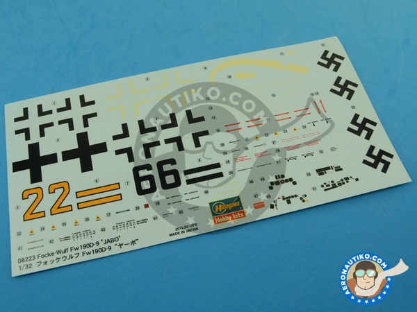 Image 7: Focke-Wulf Fw 190 Würger D-9 Jabo | Airplane kit in 1/32 scale manufactured by Hasegawa (ref. 08223)