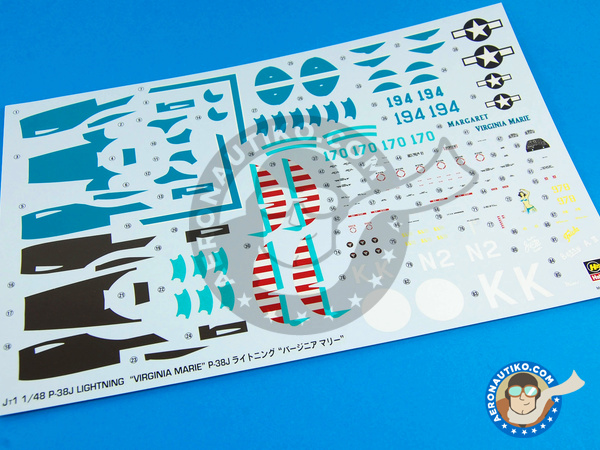 Image 5: Lockheed P-38 Lightning J | Airplane kit in 1/48 scale manufactured by Hasegawa (ref. 09101)