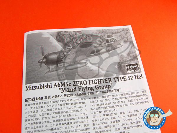 Image 1: Mitsubishi A6M Zero 5c Type 52 Hei | Airplane kit in 1/48 scale manufactured by Hasegawa (ref. 09972)