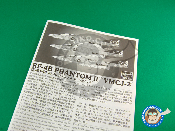 Image 9: McDonnell Douglas F-4 Phantom II VMCJ-2 | Airplane kit in 1/48 scale manufactured by Hasegawa (ref. 09973)