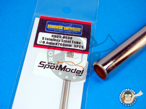 Image 1: Tubo de acero inoxidable de 0,4mm x 200mm | Material fabricado por Hobby Design (ref. HD05-0008)