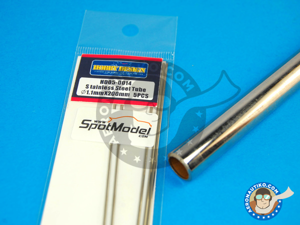 Image 1: Tubo de acero inoxidable de 1,1mm x 200mm | Material fabricado por Hobby Design (ref. HD05-0014)