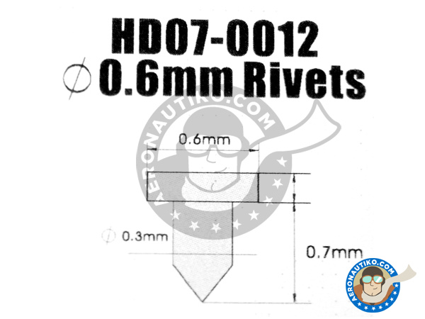 Image 7: Rivet head 0.6mm | Detail manufactured by Hobby Design (ref. HD07-0012)