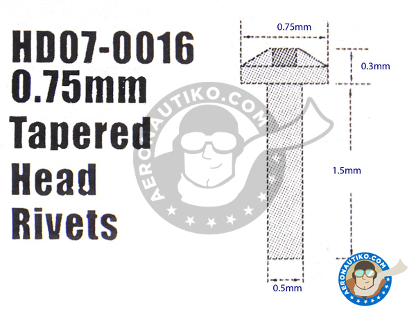 Image 2: Tapered head rivets 0.75mm | Detail manufactured by Hobby Design (ref. HD07-0016)
