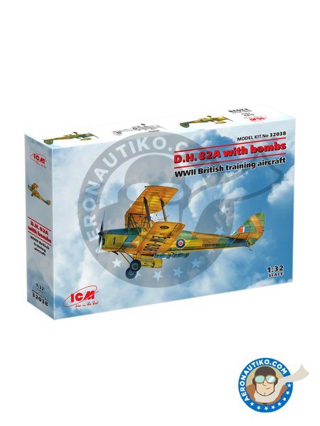 DH. 82A "Tiger Moth" with bombs | Airplane kit in 1/32 scale manufactured by ICM (ref. 32038) image