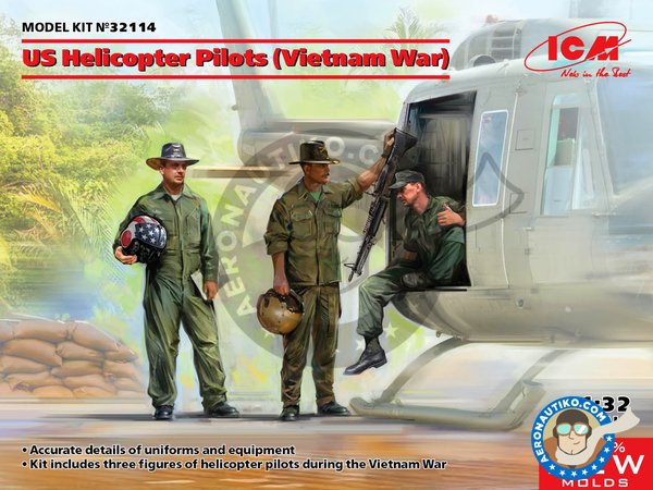 Image 1: US Helicopter Pilots (Vietnam War) | Figure in 1/32 scale manufactured by ICM (ref. 32114)