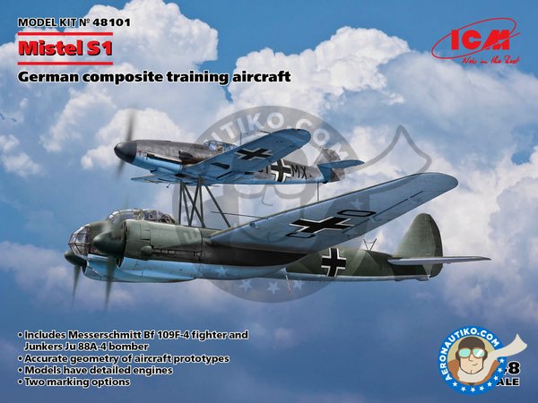 Image 1: Mistel S1 German Compsite Training Aircraft | Airplane kit in 1/48 scale manufactured by ICM (ref. 48101)