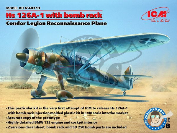 Image 1: Hs 126A-1 with bomb rack | Airplane kit in 1/48 scale manufactured by ICM (ref. 48213)