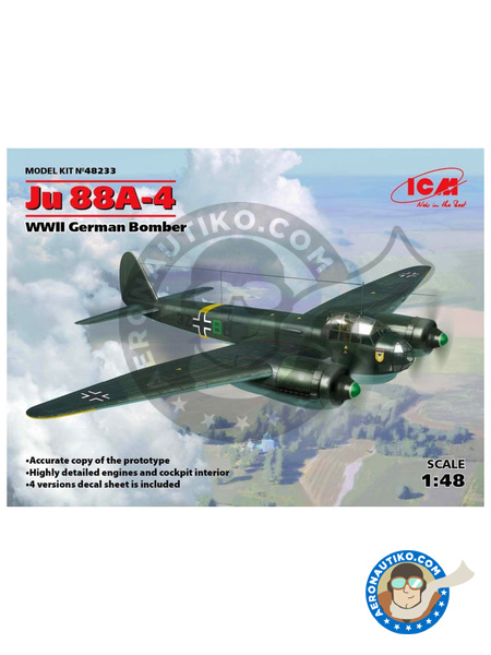 Junkers Ju 88 A-4 | Airplane kit in 1/48 scale manufactured by ICM (ref. 48233) image
