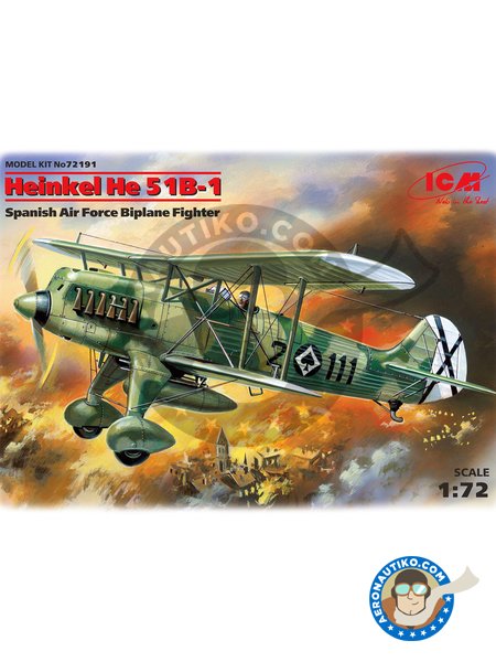 Heinkel He 51B-1 'Spanish Civil War' | Airplane kit in 1/72 scale manufactured by ICM (ref. 72191) image