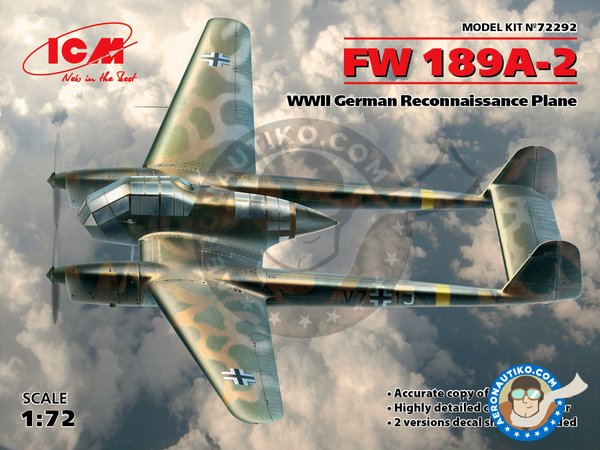Image 1: Focke Wulf Fw 189A-2 | Airplane kit in 1/72 scale manufactured by ICM (ref. 72292)
