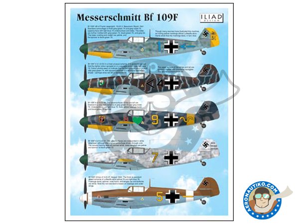 Image 1: Messerschmitt Bf-109F | Decals in 1/48 scale manufactured by ILIAD DESING (ref. 48017)