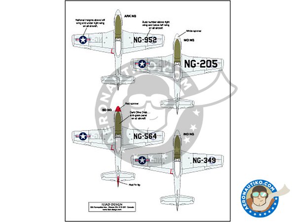 Image 2: North American P-51D "Mustang" Air National Guard | Decals in 1/48 scale manufactured by ILIAD DESING (ref. 48024)