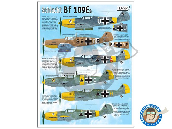 Image 1: Schlacht Bf 109Es | Decals in 1/48 scale manufactured by ILIAD DESING (ref. 48032)