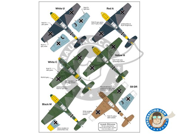 Image 2: Schlacht Bf 109Es | Decals in 1/48 scale manufactured by ILIAD DESING (ref. 48032)