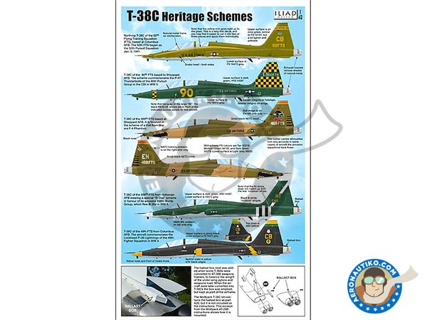 Image 1: Northrop T-38C  "Heritage schemes" | Calcas de agua en escala 1/48 fabricado por ILIAD DESING (ref. 48039)