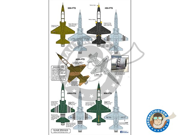 Image 2: Northrop T-38C  "Heritage schemes" | Calcas de agua en escala 1/48 fabricado por ILIAD DESING (ref. 48039)