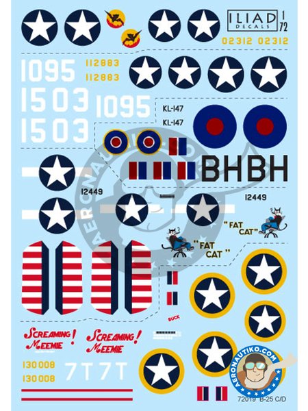 North American B-25 B, C & D | Decals in 1/72 scale manufactured by ILIAD DESING (ref. 72019) image