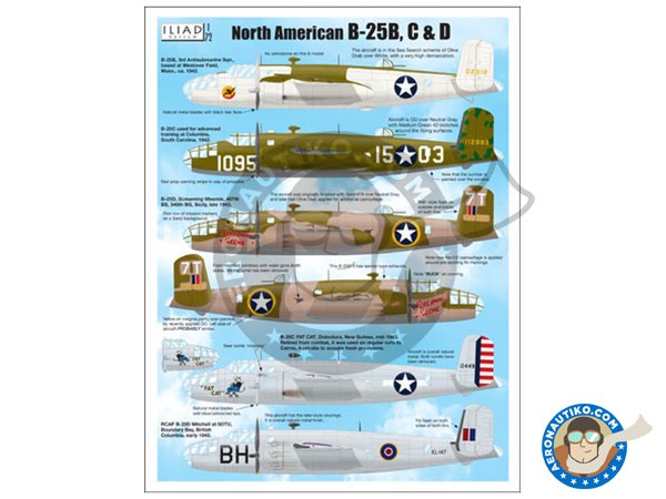 Image 1: North American B-25 B, C & D | Decals in 1/72 scale manufactured by ILIAD DESING (ref. 72019)