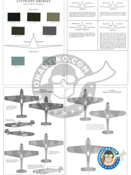 Luftwaffe Aicraft   (Early & Mid-War Fighters) | Colour Charts manufactured by ILIAD DESING (ref. CC-002) image