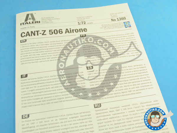 Image 12: CANT Z.506 Airone | Airplane kit in 1/72 scale manufactured by Italeri (ref. 1360)