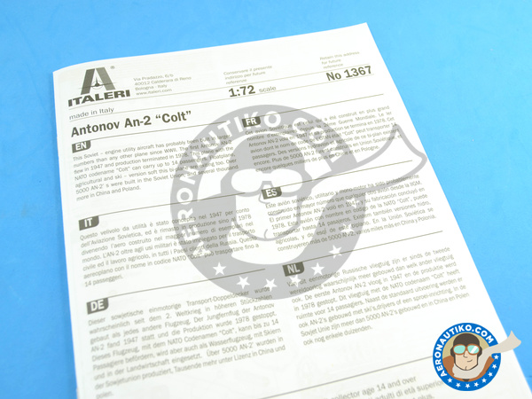 Image 11: Antonov An-2 | Airplane kit in 1/72 scale manufactured by Italeri (ref. 1367)