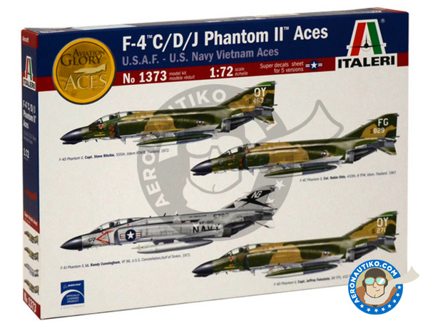 Image 2: McDonnell Douglas F-4 Phantom II C / D / J | Maqueta de avión en escala 1/72 fabricado por Italeri (ref. 1373)