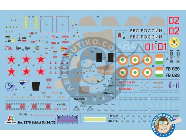 Image 2: Sukhoi SU-34/SU-32FN | Airplane kit in 1/72 scale manufactured by Italeri (ref. 1379)