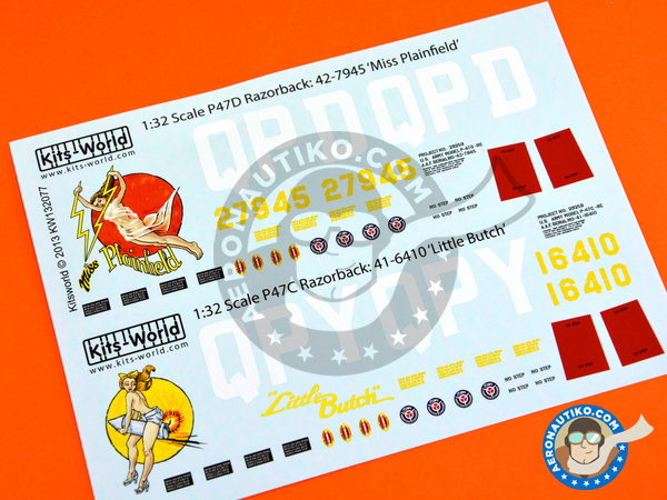 Image 3: Republic P-47 Thunderbolt D Razorback |  in 1/32 scale manufactured by Kits World (ref. KW132077)