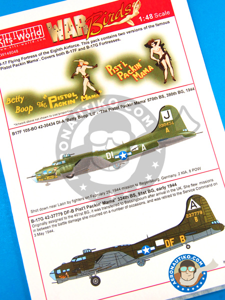 Boeing B-17 Flying Fortress | Marking / livery in 1/48 scale manufactured by Kits World (ref. KW148048) image