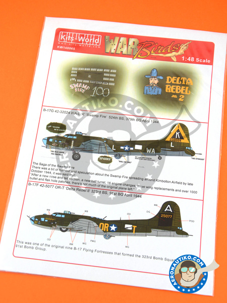 Boeing B-17 Flying Fortress | Decals in 1/48 scale manufactured by Kits World (ref. KW148065) image